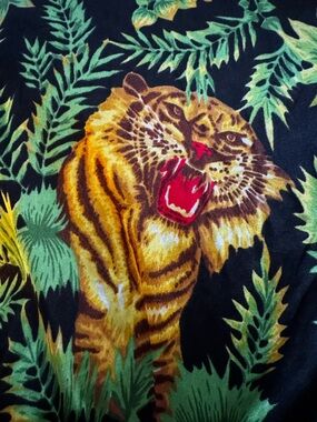 VIBRANT 3.7 YDS Tiger Jungle Fabric Maximalist DIY Textile 136" x 43" polyester